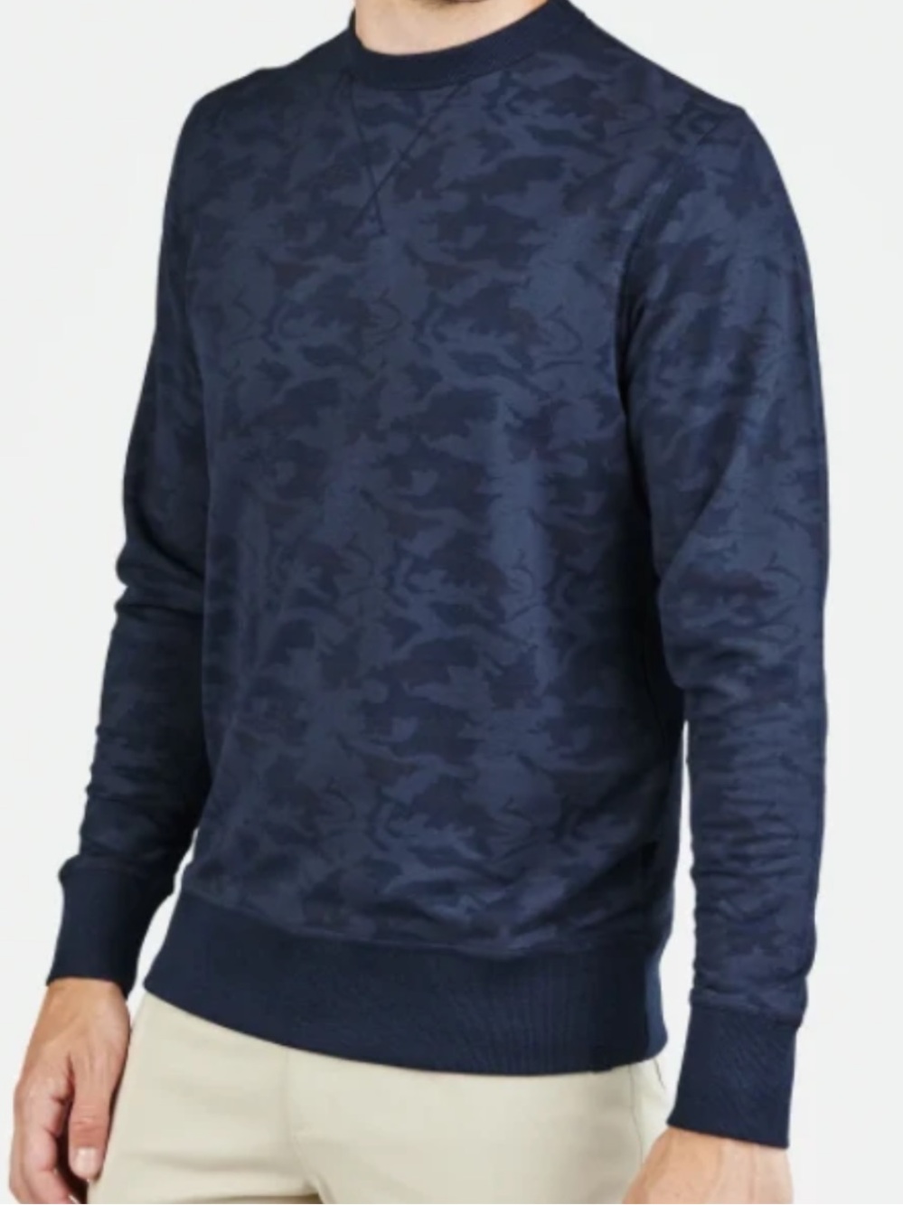 Tasc Men’s size XXL Navy Camo Performance Varsity French Terry Sweatshirt